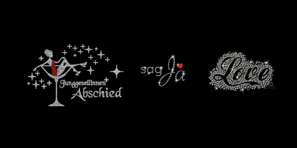 Hochzeit & JGA – Strass Bügelbilder und Motive