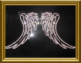 Strass Bügelbild Applikation große elegante Strass Flügel 090618-05sd