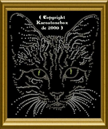 Hotfix Bügelbild Toller Katzenkopf Katze Strass Crystal und Black Diamond 120921
