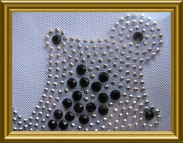 Hotfix Strass Bügelbild großes Strass Kreuz Silber/Schwarz 110917