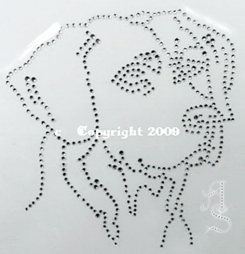Labrador Hund Kopf Labby Strass Bügelbild Hotfix Applikation 121119