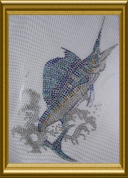 Strass Bügelbild Fisch Marlin Schwertfisch