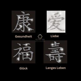 Bügelbild Strass 4 chinesische Schriftzeichen 120203