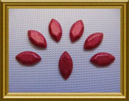 100 Metall Sonderformen OVAL Rot Glitter