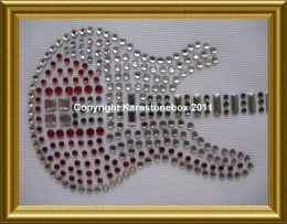 Hotfix Strass - Bügelbild traumhafte Gitarre rot 110214