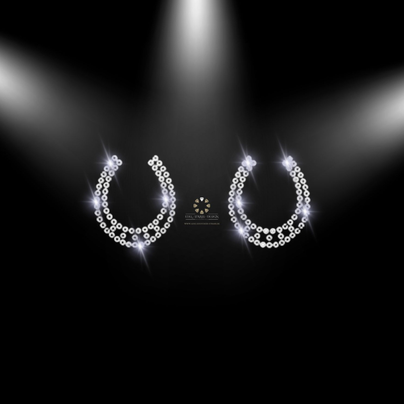 Strass Bügelmotiv Hufeisen Set 2 Stück Crystal 110307 Hotfix Applikation Reitsport