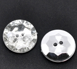 2 Schmuck Strass Knopf rund  ca.16mm Crystal