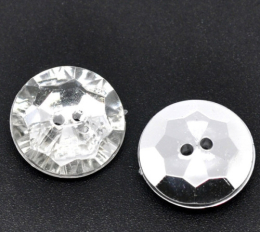 2 Schmuck Strass Knopf rund ca.16mm Crystal