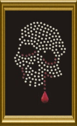 Kleiner Strass Totenkopf mit Blut Kristall 081080-01da