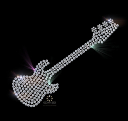 Strass Bügelbild Bügelmotiv Super E Gitarre 100224-05db