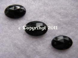 15 Aufnähsteine Aufnähstrass Oval ca. 12 x 8 mm Schwarz