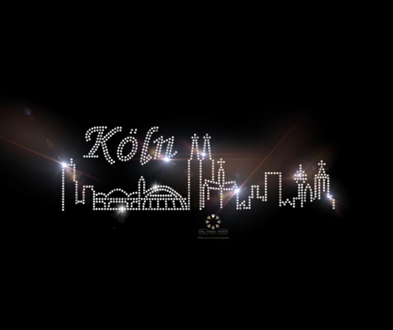 Hotfix Strass Bügelbild – Strass Motiv Skyline Köln groß Crystal, perfekt für Karneval oder kreative Designs, 120212