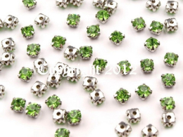 Strasssteine aufnähen Silber Fassung ca. 4,5mm Peridot