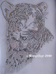 Hotfix Bügelbild Toller Strass pers. Leopard Katze 110811