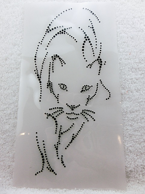 Hotfix Strass Bügelbild Panther Crystal oder Schwarz 23,3 × 10,6 cm