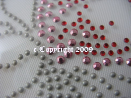Hotfix Strass Bügelbild Blüte Rot/Silber-Glitter 1207563 Hotfix Motiv
