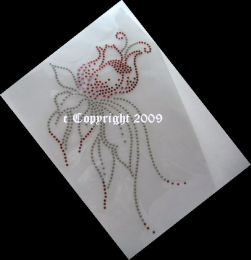 Hotfix Strass Bügelbild Blüte Rot/Silber-Glitter 1207563 Hotfix Motiv