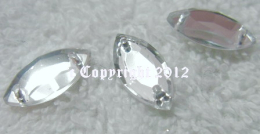 15 Strasssteine zum aufnähen Spitz Auge ca. 7 x 15 mm