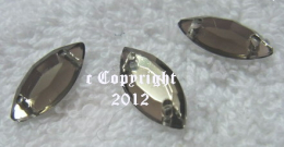 15 Strasssteine zum aufnähen Auge ca. 7 x 15 mm Rauchquarz