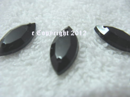 15 Strasssteine Aufnähsteine Spitz Konkarve ca. 7 x 15 mm Schwarz