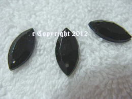 15 Strasssteine Aufnähsteine Spitz Konkarve ca. 7 x 15 mm Schwarz