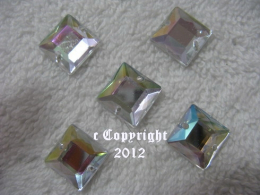 Aufnähsteine Quadrat ca. 12mm 15 Stück AB irisierend AAA Qualität
