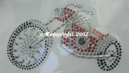 Hotfix Strass Bügelbild Chopper Bike Schwarz/Silber/Rot 120510