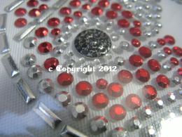 Hotfix Strass Bügelbild Chopper Bike Schwarz/Silber/Rot 120510