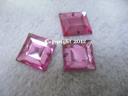 Aufnähsteine Quadrat ca. 12mm 15 Stück Rosa AAA Qualität