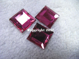 Aufnähsteine Quadrat ca. 12mm 15 Stück Fuchsia AAA Qualität