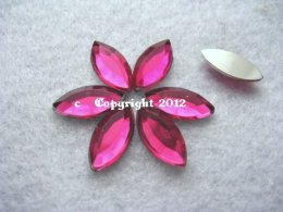 20 Strasssteine Ellipse Spitzoval Fuchsia 7 x 15mm No Hotfix Bas