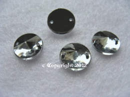 Aufnähsteine Rund Rivoli ca. 10mm  Crystal 10 Stück