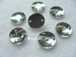 Aufnähsteine Rund Rivoli ca. 10mm Crystal 10 Stück