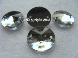 Aufnähsteine Rund Rivoli ca. 14mm Crystal 5 Stück