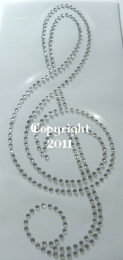 Strass Bügelbild großer Notenschlüssel Strass Crystal 111026