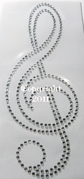 Strass Bügelbild großer Notenschlüssel Strass Crystal 111026