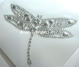 Hotfix Bügelbild Strass Libelle Crystal m. Silber Formen 110904