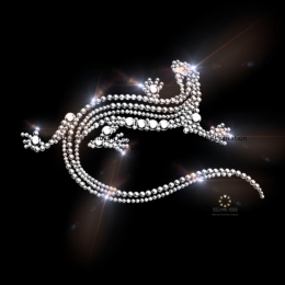 Hotfix Strass Bügelbild Motiv Lizard ECHSE Salamander Applikation CRYSTAL 120306