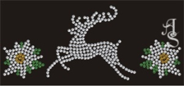 Strass Bügelbilder Applikation Hirsch Edemweiss li. 121023