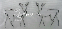Strass Bügelbild Strass Hirsch 2 kl. Rehe Tracht Dirndl Wiesn 121023