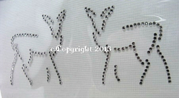 Strass Bügelbild Strass Hirsch 2 kl. Rehe Tracht Dirndl Wiesn 121023