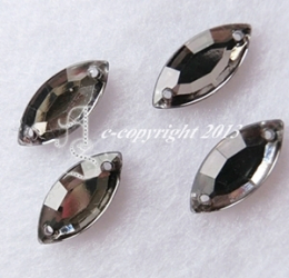 15Aufnähsteine Spitzoval ca. 7 x 15 mm Black Diamond