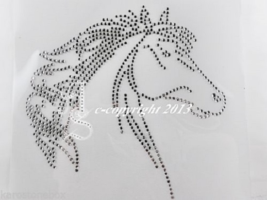 Bügelbild hübscher Strass Pferdekopf 130617