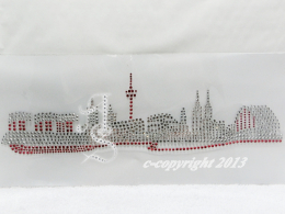 Hotfix Strass Bügelbild Bügelmotiv Applikation Skyline Köln Karneval 130512