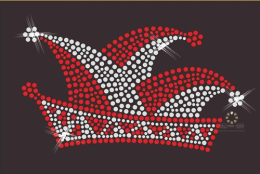 Hotfix Strass Bügelbild Motiv Karneval Kappe Karnevalsschiffchen Rot Weiss Fasching 130726