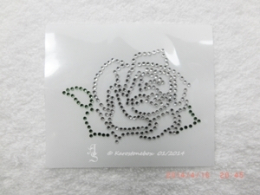 Strass Bügelbild Applikation Rose Shirt Crystal / Grün 121129