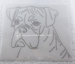 Hotfix Strass Glas Bügelbild Hund Dog Boxer Kopf Hundezucht 140421