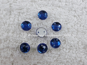 Aufnähsteine rund Cobaltblau Royalblau 111016-1, 20 Glitzersteine 6 mm