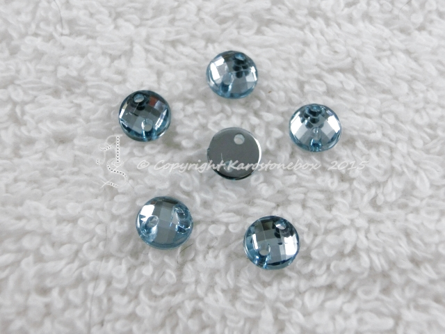 Aufnähsteine rund Hellblau 6 mm 111016, ca. 20 Glitzersteine