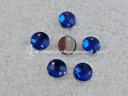 15 Qualitäts Aufnähsteine in 8 mm rund Farbe Cobaltblau Royalblau
